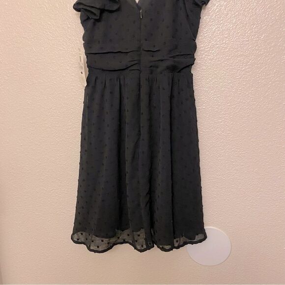 Altar’d State Sylvia Dress Black fit and flair deep v neck ruffle flutter S - Picture 11 of 15